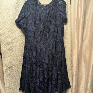 Betsy & Adam Navy Lace Mini Dress